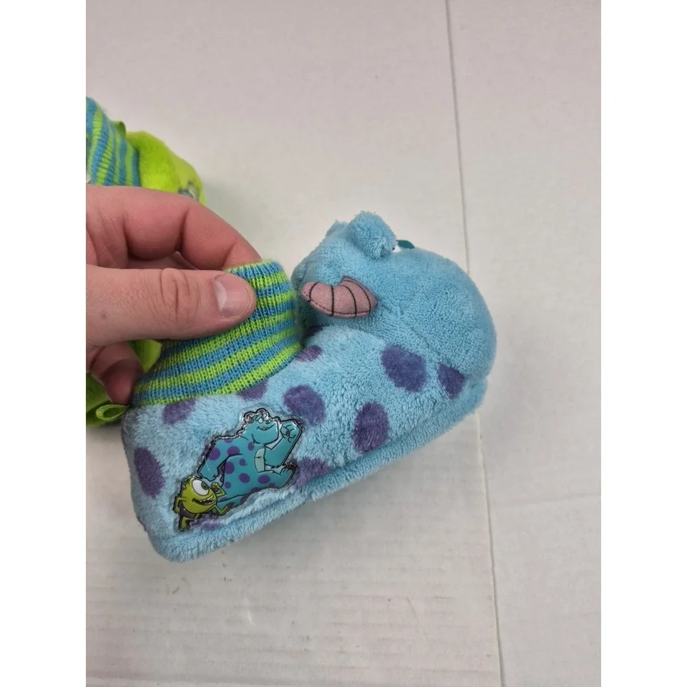 Monsters Inc Toddler Boys‎ Slippers Size 7-8 Mike Sullivan Sully Fuzzy Grippers